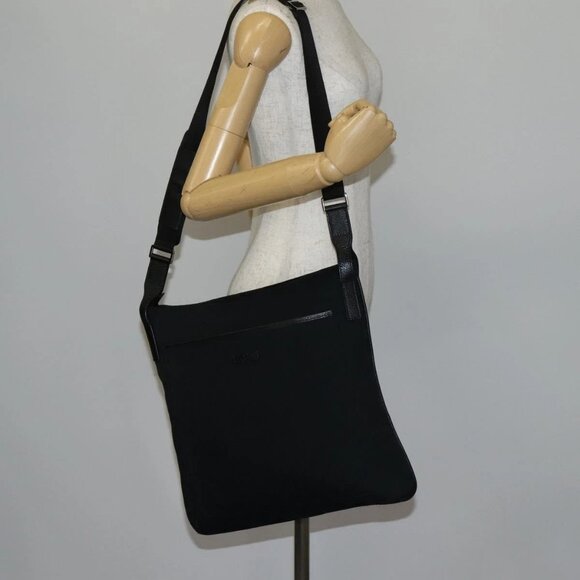 GUCCI GG Canvas Shoulder Bag Black Silver 122791 Auth 135007 - Picture 1 of 16